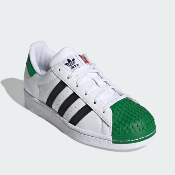 Adidas Youth Lego x Superstar J 'White Green' H03957 Leather Sneakers size 4-6